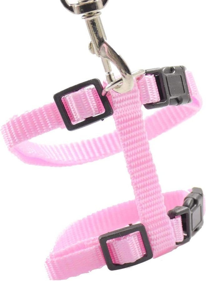 Pups&Pets Cat Harness Leash Set - Adjustable Nylon Harness Strap Collar with Leash Set for Small Pet Walking - Plain (Pink) - Image 2
